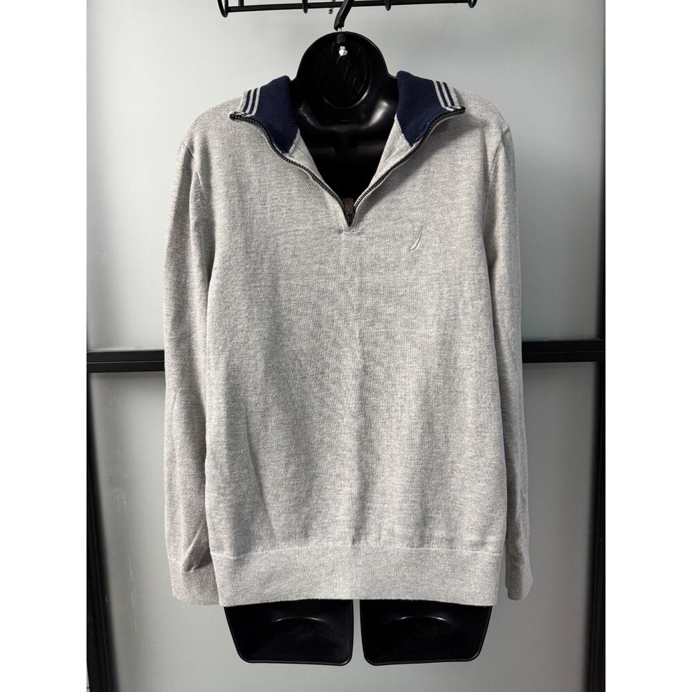 NavTech by Nautica Men's Quarter-Zip Knit Sweater in Heather Grey